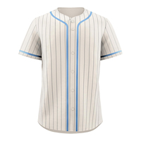 Jersey Baseball Unisex Hitam Putih Bergaris Lengan Pendek V-neck Kancing Depan Bahan Mesh Bernapas Cetak Digital Olahraga
