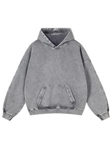 Sweat à capuche pour homme en coton 100% de qualité supérieure, avec tissu épais, cordon en coton 100%, personnalisable, pull-over uni, coupe courte et ample - Product Image 6