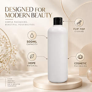 Flacon cosmétique HDPE de 500 ml avec bouchon à clapet |   Contenant d'emballage rechargeable pour produits de soin de la peau, produits de beauté et de soins personnels, shampooing - Product Image 5