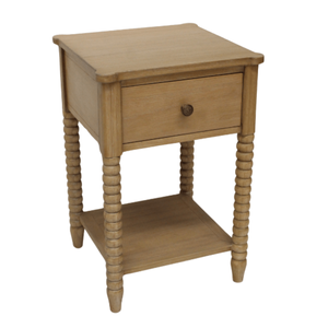 Bobby Collection Mesita de noche de 1 cajón Madera maciza de MINDI con acabado natural Muebles de dormitorio modernos - Product Image 4