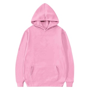 <b>Pink</b> Oversized Hooded Zip-Up <b>Sweatshirt</b> Unisex Solid Color Fleece Casual Regular Length Knitted 100% Cotton Front Pocket Winter - Product Image 4