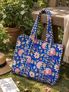 Bolso de Hombro Floral Indio, Colorido, Estampado, para Compras, Estilo Étnico Boho, Hecho a Mano, Lavable, con Cadenas, Ligero, con Cierre - Product Image 3