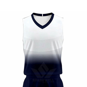 Custom Black White Split <b>Volleyball</b> Jersey <b>Set</b> V-Neck Sleeveless Sublimated Quick Dry 100% Polyester Unisex Adult Team Sports - Product Image 3