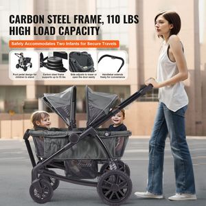 Passeggino Carrozzina Pieghevole a 2 Posti per Ogni Terreno con Tettuccio e Organizer per Genitori - Product Image 3