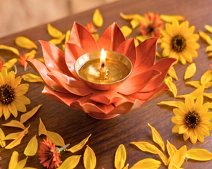 Lotus Flower Oil Lamp Candle Holder Decorative Indian Diya <b>Copper</b> Finish Traditional Home Decor Festival Tabletop <b>Ornament</b> - Product Image 1
