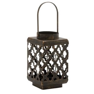 Lanterne vintage en métal noir pour extérieur, support de bougie suspendu en fer, motif mandala découpé au laser, lanternes pour patio, décoration de la maison - Product Image 4