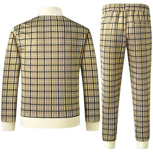 2026 Men Plaid Tracksuit Full <b>Zip</b> Stand Collar Casual Wear Autumn Style Regular Fit Side Pockets Polyester Material for sale - Product Image 2