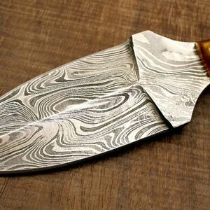 Couteau de chef Ulu en acier Damas véritable fait main avec support en bois pour couper la pizza dans la cuisine, outil de cuisine unique - Product Image 4
