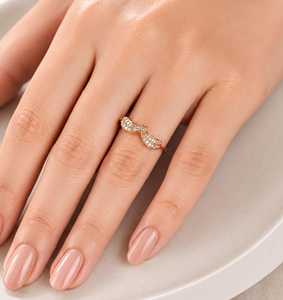 Bague de fiançailles en or massif 10K 14K 18K avec serti en forme de feuille, diamant de laboratoire taille ronde 0,12 ct, couleur E, clarté VVS - Product Image 4