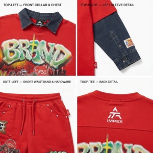 Ensemble de t-shirts imprimés rouges pour hommes avec motif de personnage, style streetwear, vêtements d'été - Product Image 4