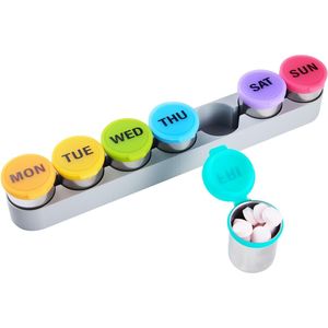 Organizzatore di Pillole Magnetico per Frigorifero, Portapillole Settimanale 7 Giorni in Acciaio Inox, Contenitore con Coperchio Sigillato in Silicone - Product Image 1