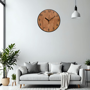 Horloge murale en bois pour salon et bureau, horloge décorative en bois rustique faite à la main, décoration intérieure - Product Image 2