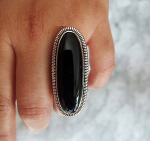 Black Onyx <b>Ring</b> Natural Onyx Gemstone 925 Silver Protection Stone <b>Ring</b> <b>Men</b> Women Jewelry - Product Image 1