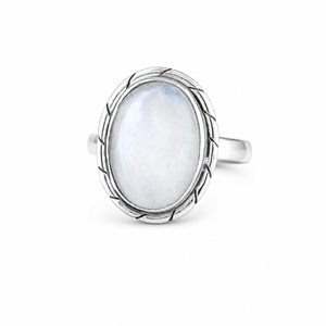 Anillo de Piedra Lunar Arcoíris Natural, Plata de Ley 925, Hecho a Mano, con Gema de Fuego Azul, Anillo de Alta Joyería para Mujer, Venta al Por Mayor - Product Image 1