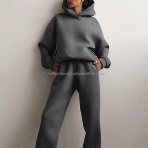 Ensemble de survêtement surdimensionné personnalisé en gros, unisexe, hiver, polaire épais, poids lourd, 100% coton, ensemble de pantalon de survêtement et de sweat-shirt personnalisé - Product Image 1