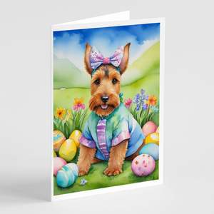 Lunatique Welsh Terrier Chasse aux œufs de Pâques A7 Cartes de vœux Lot de 8 cartes vierges avec enveloppes Taille 5x7 - Product Image 1