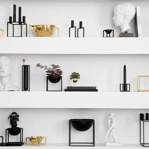 Candelabros de Primera Clase para el Hogar con Soporte para 4 Velas de Té, Marco Rectangular de Hierro, Acabado en Polvo Negro Decorativo - Product Image 3