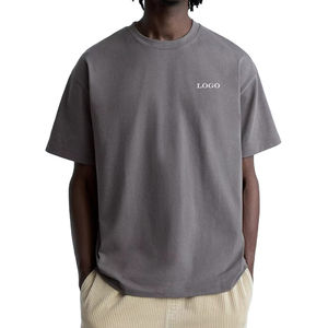 เสื้อยืดคอกลมทรงโอเวอร์ไซส์ ผ้าคอตตอนถักเนื้อหนา คุณภาพสูง สั่งทำโลโก้ได้ 100% ผ้าคอตตอน ทรงปกติ สำหรับผู้ชาย - Product Image 1