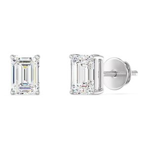 <b>Emerald</b> Cut Lab Grown Diamond <b>Stud</b> Earrings - Product Image 3