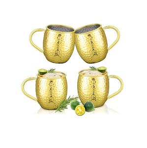 Juego de 4 tazas Moscow Mule, tazas de cobre con patrón de piedra electrochapadas, revestimiento de acero inoxidable 304, perfectas para vino, cerveza y bebidas frías. - Product Image 4