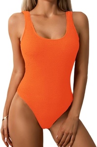 Maillot de bain une pièce côtelé pour femme Weixinbuy, bretelles réglables, color block, séchage rapide, imprimé uni, idéal pour l'été et la plage - Product Image 2