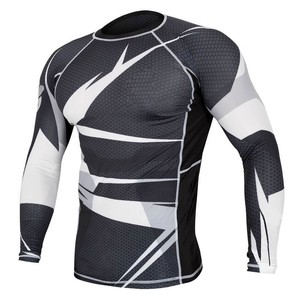 Camiseta de Compresión Transpirable de Nailon y Spandex para Jiu Jitsu Brasileño (BJJ), Rashguard Liso para Entrenamiento de MMA - Product Image 6