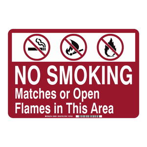 Panneau de sécurité Brady - Interdiction de fumer et d'utiliser des flammes directes 10 x 14 pouces pour les zones interdites au feu - Product Image 2