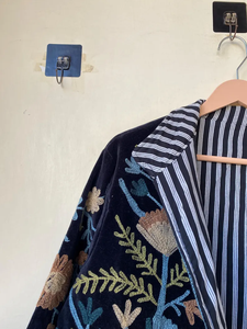Veste kimono en velours de coton 100% faite à la main |   Automne/Hiver Respirant Écologique Anti-rides Séchage rapide Col rond matelassé - Product Image 4