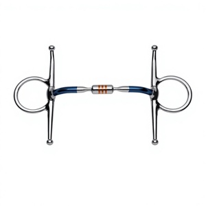 Bocado de Acero Inoxidable para Caballo con Boquilla Azul y Anillas Plateadas, Equipo de Entrenamiento de Alta Calidad para Montar a Caballo - Product Image 1