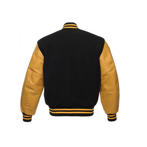 Custom Logo <b>Men</b> Wool Varsity <b>Jacket</b> Genuine Leather Sleeves <b>Warm</b> Winter Letterman Bomber <b>Jacket</b> Wholesale WVJ-0010B - Product Image 2