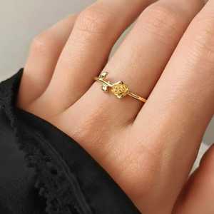 Hallmark Brass 975 Silver Minimalist Rose Gold Plated Unisex Wedding Flower Ring - Product Image 1