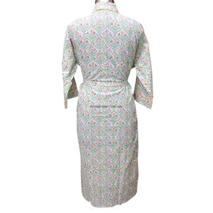Floral Cotton <b>Kimono</b> Robe Full Length Bathrobe for <b>Women</b> V-Neck Soft Printed Breathable Quick Dry Spring Style Long Sleeves - Product Image 6