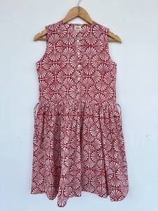 Vestido Mini de Algodón Puro con Estampado Floral Rojo, Cintura Ajustable, Estilo Boho, Verano, Casual, Vacaciones, Sin Mangas, Ropa de Playa - Product Image 3
