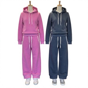 <b>Women</b> Solid Color Hooded 2 1 <b>Fleece</b> Anti-Bacterial Tracksuit Set Casual Sweatshirt <b>Jogger</b> Pants Full Sleeve Drawstring Regular - Product Image 1