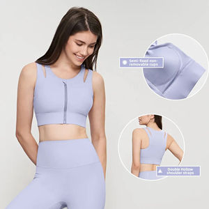 เสื้อชั้นในกีฬาคอรูปตัวยูสำหรับผู้หญิง เสื้อครอปออกกำลังกายโยคะแบบกำหนดเองพร้อมดีไซน์ด้านหลังที่มีสไตล์ - Product Image 4