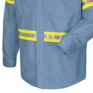 Custom Made High Quality Men's High Visibility Full Sleeve Reflective Safety Satin Button-Up 100% Cotton Quick Dry <b>Shirt</b> - Product Image 3