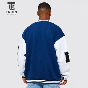 Wholesale Black And <b>White</b> Varsity <b>Jackets</b> With Embroidered Letter A Front Button Closure Unisex Preppy Style Baseball <b>Jackets</b> - Product Image 2
