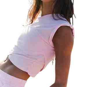 Conjunto Deportivo de Dos Piezas para Mujer, Estilo Casual, Transpirable, de Punto, Color Rosa, Top Corto sin Mangas y Pantalones Holgados, para Primavera/Verano - Product Image 3