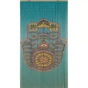 Bamboo Beaded Wedding Curtain Handmade Customizable Bohemian Hamsa Design Vertical Blinds Blackout Eco-Friendly Decorative Door - Product Image 1