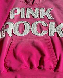 Sweat-shirt à capuche vintage rose en chenille, en coton épais, coupe oversize, style streetwear décontracté, broderie personnalisée - Product Image 3