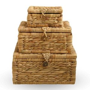 Caja de Jacinto de Agua de Alta Calidad, Hecha a Mano en Vietnam, Contenedor de Almacenamiento con Tapa y Forro de Tela para Estante de Despensa - Product Image 5
