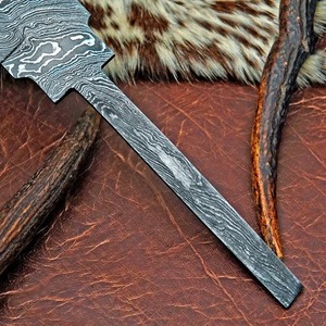 Lame de couteau Bowie en acier de Damas de 16 pouces – Lame forgée à la main, pleine longueur, style médiéval, forgée par un forgeron, pièce brute - Product Image 3