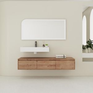 60-Inch <b>Wall</b> Mounted Bathroom Vanity with Resin Sink Soft-Close Drawer <b>Float</b> Mounting Design - Product Image 1