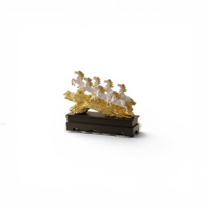 Luxury Handicraft Handmade 7 Running Horses Golden Polyresin Feng Shui Horse Figurine Decorative Home Dcor <b>Statue</b> - Product Image 4