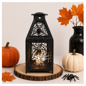 Spider Web <b>Lantern</b> Candle Holder Black Metal Halloween Home Decor & Gothic Votive <b>Tealight</b> Holder for Tabletop Display - Product Image 4