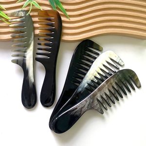 <b>Personalized</b> Handmade Natural Buffalo Sparse Teeth Horn Comb Anti-Static Pocket Comb Middle Ages Comb for Head <b>Massage</b> Helps - Product Image 3