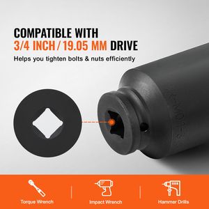 Set di chiavi a bussola per dadi di cardano SAE a 6 punte - 8 pezzi - Attacco da 3/4" - Trattamento termico CR-MO - Set di chiavi a bussola a impatto per dadi di cardano di grandi dimensioni - Product Image 2