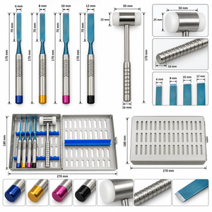 DETAIN IMPEX Juego de 4 piezas de cinceles dentales manuales de acero inoxidable de la mejor calidad para división de huesos y expansión dental, con martillo, certificado CE - Product Image 6