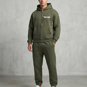 <b>Top</b> Quality Heavyweight Solid Color Pullover Hoodie & Sweatpants Set Custom Embroidery Logo Winter Wear <b>Sweat</b> suit For <b>Men</b> - Product Image 1
