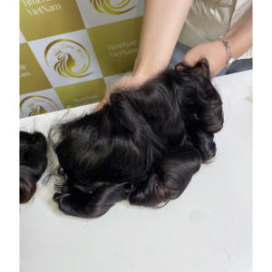 Cabello humano Remy vietnamita virgen HD, duradero, color ombre, de todos los longitudes, con puntas gruesas, rizado con trama súper plana, sin pegamento, para pelucas. - Product Image 4